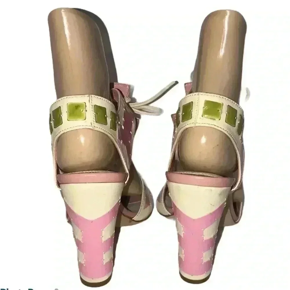 Sergio Rossi Vintage Geometric Sandals Size 36.5 - Picture 3 of 7